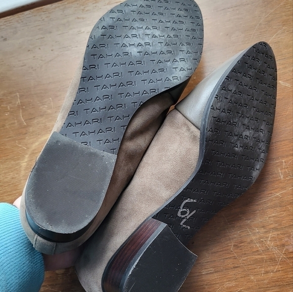 Tahari Lucy Cap Toe Suede Taupe Loafer - Picture 3 of 13